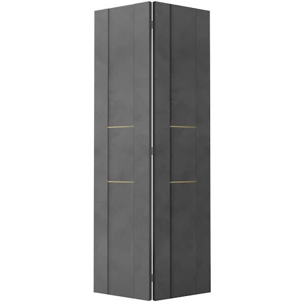 Belldinni Vona 01 2H Gold 48 in. x 79.375 in. Solid Composite Core Wood Dark Urban Finished Bifold Door with Hardware