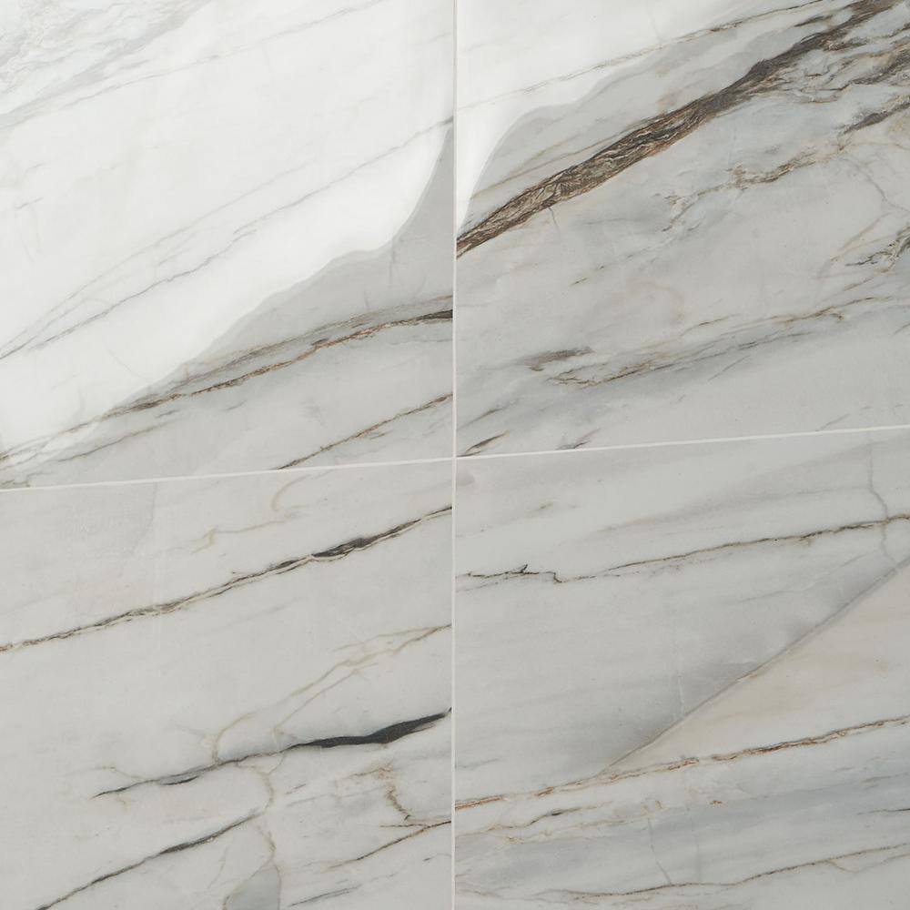 Saroshi Large White Polished Porcelain Floor and Wall Tile