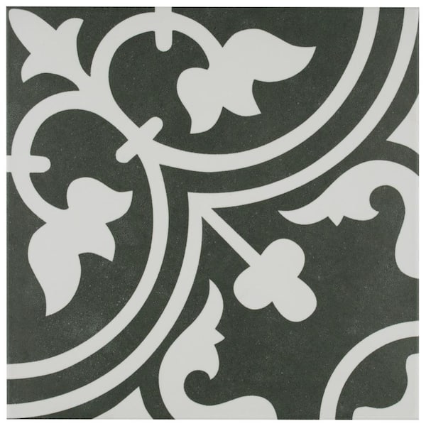 Merola Tile Arte Black 9-3/4 in. x 9-3/4 in. Porcelain Floor and Wall Tile (391.68 sq. ft./Pallet)