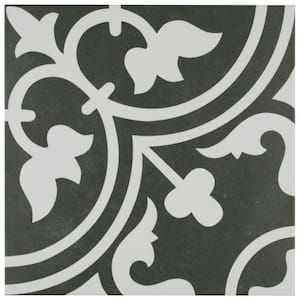 Arte Black 9-3/4 in. x 9-3/4 in. Porcelain Floor and Wall Take Home Tile Sample