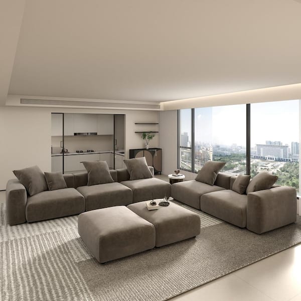 Magic Home 95 in. Modern Manual Reclining Living Room Sofa Set with USB Ports, Hidden Storage, LED Light Strip, Cup Holders, Cream