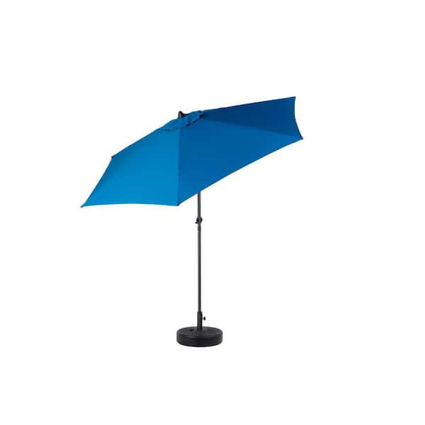 Unbranded Market Umbrella, 9 ft. Powder Coated Steel Market Patio Umbrella in Dark Blue with Push Button Tilt and Easy Crank