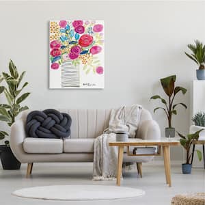 30 in. x 40 in. "Pink and Blue Flower Drawing" by Penny Lane Publishing Canvas Wall Art