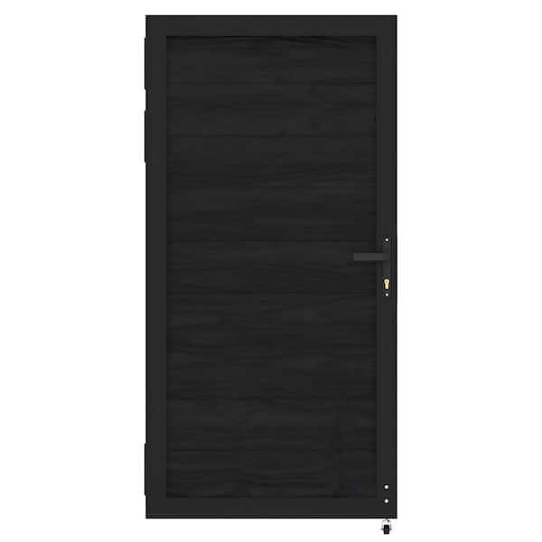 New Version Privacy 3 ft. W x 6 ft. H Aluminum Frame Fence Gate Black Composite Panel with Security Lock System