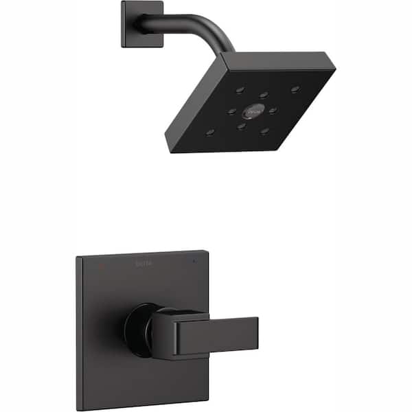 Delta Ara 1-Handle Wall Mount Shower Trim Kit with H2Okinetic in Matte Black (Valve Not Included)
