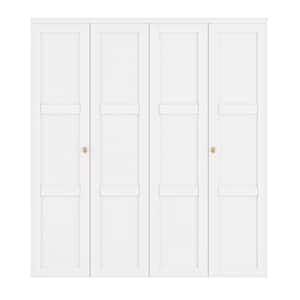 72 in. x 80 in. 3-Lite Panel Solid Core MDF White Finished Composite Closet Bi-Fold Door with Hardware