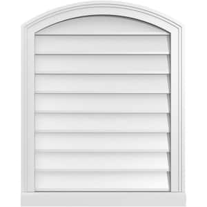 24 in. x 30 in. Arch Top Surface Mount PVC Gable Vent: Functional with Brickmould Sill Frame