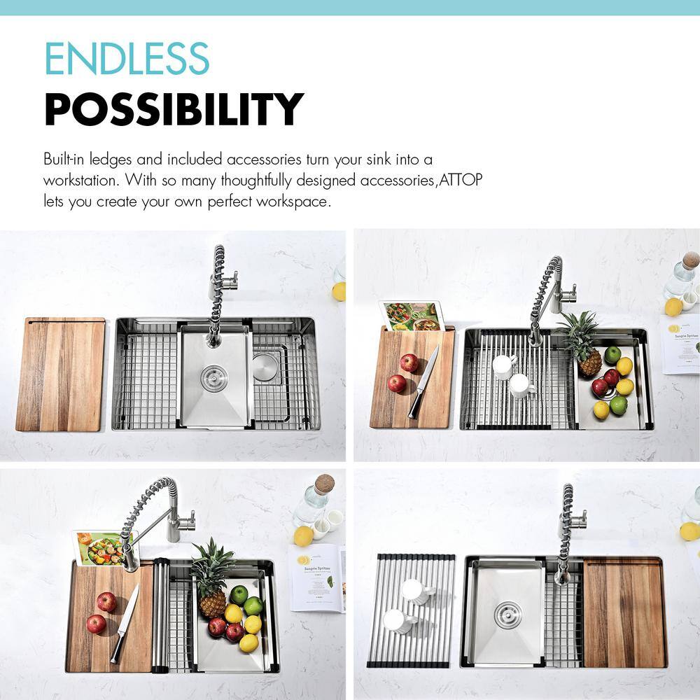 Akicon AK-U3219WS 32'' L Undermount Single Bowl Stainless Steel Kitchen Sink