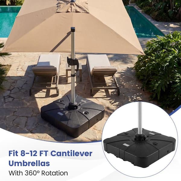 cantilever patio umbrella base Clihome Outdoor Cantilever Umbrella Base Square Water and Sand Fillable Base-35 Inches in Black
