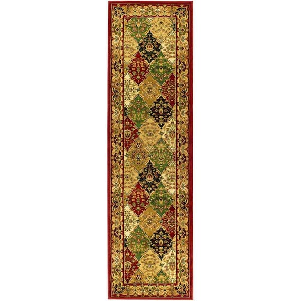 SAFAVIEH Lyndhurst Multi/Red 2 ft. x 12 ft. Geometric Diamond Border Runner Rug