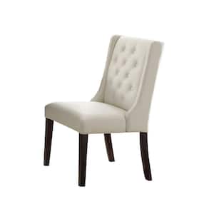 Upholstered White Button Tufted Leatherette Dining Chair (Set of 2)