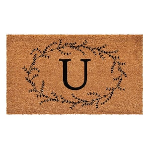 Rustic Leaf Vine Monogrammed Doormat, 36" x 72" (Letter U)
