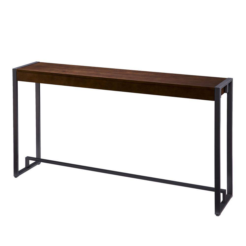 Macen 54" Tobacco and Gunmetal Console Table with Storage