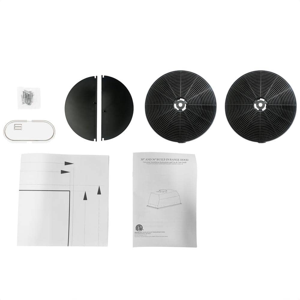 30-Inch Black Stainless Steel Convertible Insert Range Hood