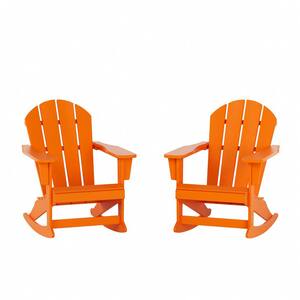 AMOS Orange Outdoor Rocking Poly Adirondack Chair (Set Of 2)