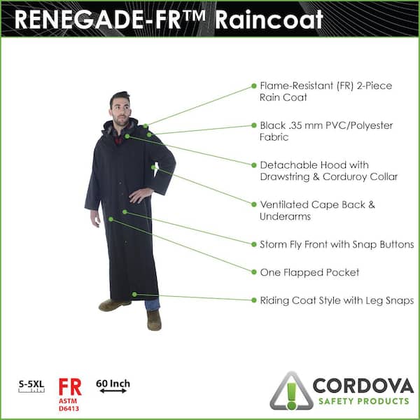 Cordova Safety Products CRC35B602XL Renegade 2 Piece Rain Coat Riding Style Black 2X Large Cordova Safety Products CRC35B602XL Renegade 2 Piece Rain Coat Riding Style Black 2X Large