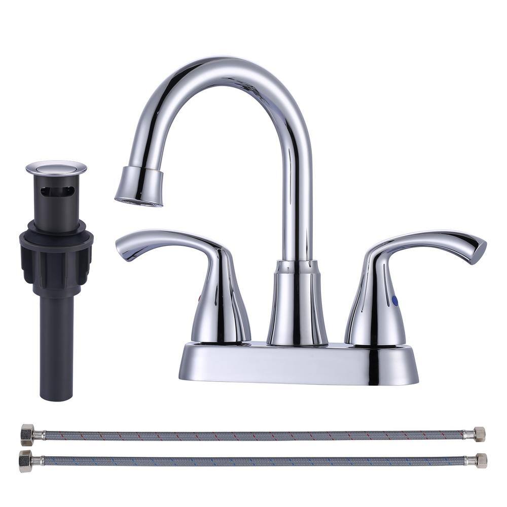 ALEASHA 4 in. Centerset Double Handle High Arc Bathroom Faucet in