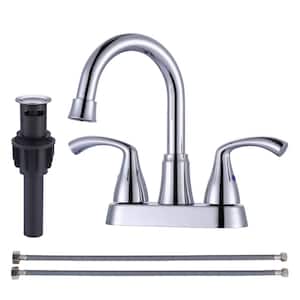 4 in. Centerset Double Handle High Arc Bathroom Faucet in Chrome