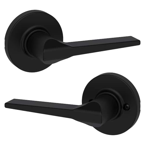 Hollis Round Rose Matte Black Passage Hall/Closet Door Handle
