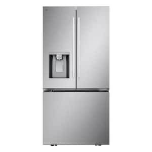 33 in. 25.1 Cu. Ft. Standard Depth French Door Refrigerator in Print Proof Stainless Steel with Filtered Ice and Water