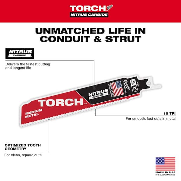 Milwaukee 6 in. 10 TPI TORCH Nitrus Carbide Teeth Medium