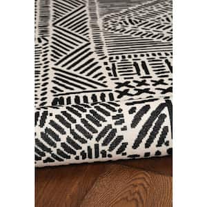 Cohen Washable Ivory/Black 5 ft. x 7 ft. Abstract Area Rug