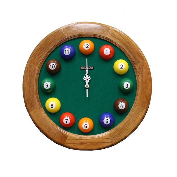 ORE International 17 in. x 17 in. Round and Wood Pool Wall Clock