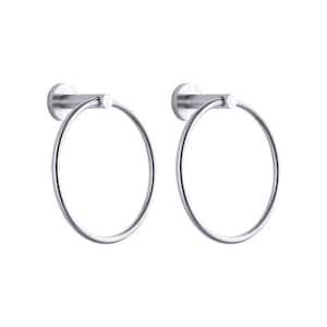Brushed Nickel Wall Mounted Double Towel Rings in Stainless Steel