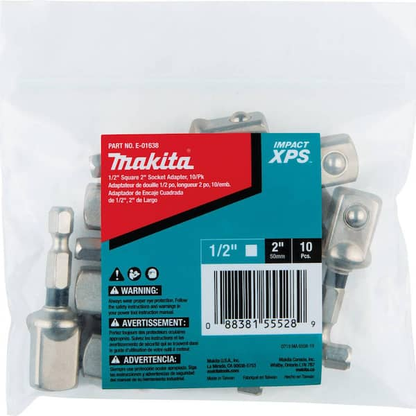 Makita Impact Xps 1 2 In Square 2 In Socket Adapter Bulk 10 Pack E The Home Depot