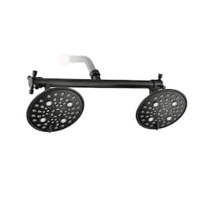 5-Spray Patterns 6 in. Wall Mount Dual Rain Fixed Shower Head in Matte Black