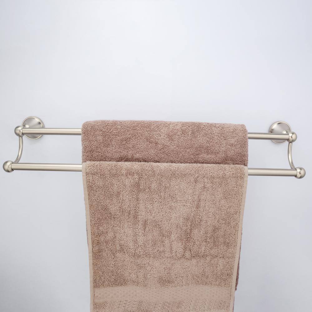Brushed Nickel Double Wall Mounted Towel Bar