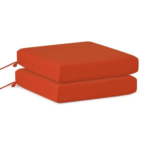 Fading Free 20 in. W. x 19.5 in. x 4 in. Orange Outdoor Patio Thick Square Lounge Chair Seat Cushion Set 2-Pack