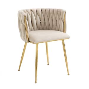 Ivory Velvet Fabric Leisure Dining Chair Accent Chair