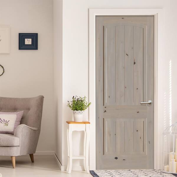 Krosswood Doors 24 in. x 96 in. Knotty Alder 2 Panel Left-Hand