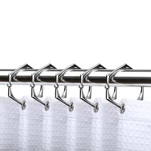 R Set of 12 Heavy Duty Hooks SODIAL Polished Chrome Rolling Shower Curtain Rings