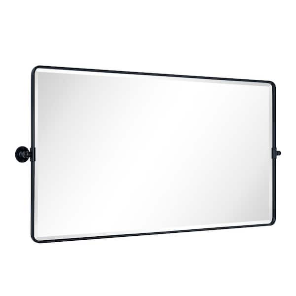 TEHOME Lutalo 48 in. W x 36 in. H Rectangular Metal Framed Pivot Wall Mounted Bathroom Vanity Mirror in Matt Black