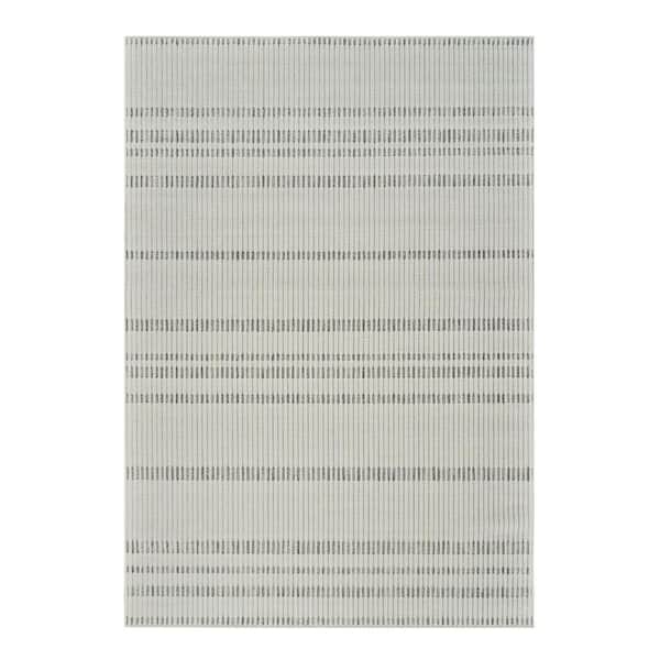 Cream, Beige 6 ft. x 9 ft. Woven Striped Polypropylene Rectangle Indoor/Outdoor Area Rug