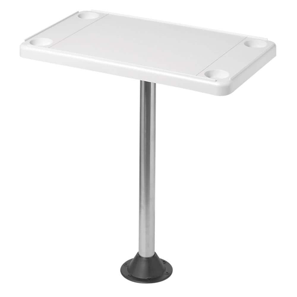 Ivory Rectangular High-Impact Plastic Marine/RV Table Kit