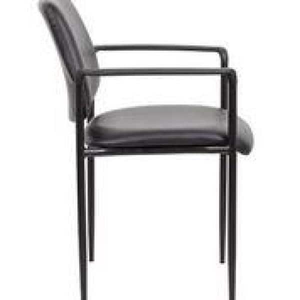 Black Caressoft Vinyl Stackable Chair with Fixed Arms