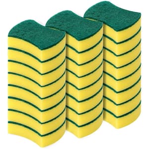 3.95 in. L x 3.1 in. W x 1.15 in. H Non-Scratch Yellow Cleaning Scrub Sponges (24-Pack)