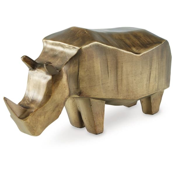 Gentwell Gold 9 in. x 5 in. Rhino Plastic Sculpture