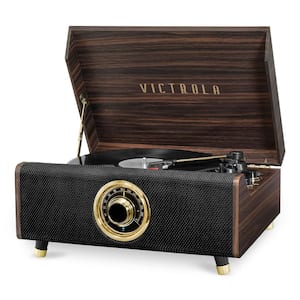 4-in-1 Highland Bluetooth Record Player with 3-Speed Turntable with FM Radio