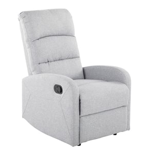 Dormi Gray Fabric Faux Leather Rocker Recliner with Tufted Cushions