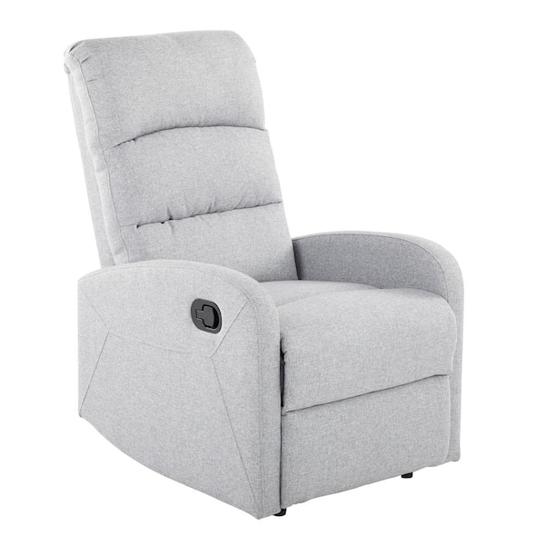 Lumisource Dormi Gray Fabric Faux Leather Rocker Recliner with Tufted Cushions