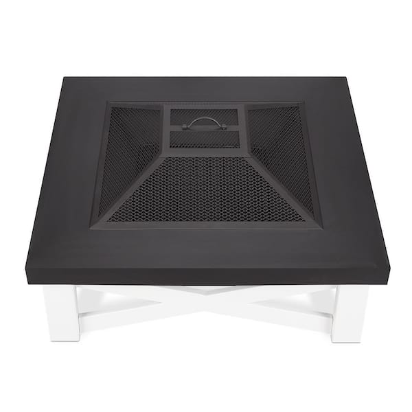 Real Flame Austin 34 In X 11 In Square Iron Wood Burning Fire Pit Table In White With Black Top 350 Wht The Home Depot