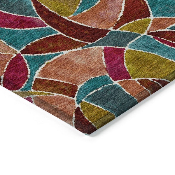 Chantille Machine Washable Indoor/Outdoor Abstract ACN2208 Merlot 1 ft. 8 in. x 2 ft. 6 in. Accent Rug