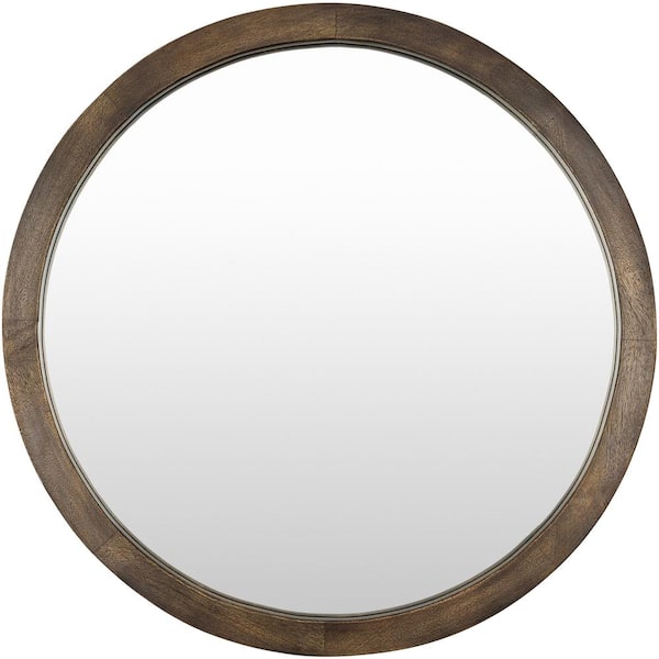 Livabliss Atticus 27 in. H x 27 in. W Brown Round Traditional Mirror