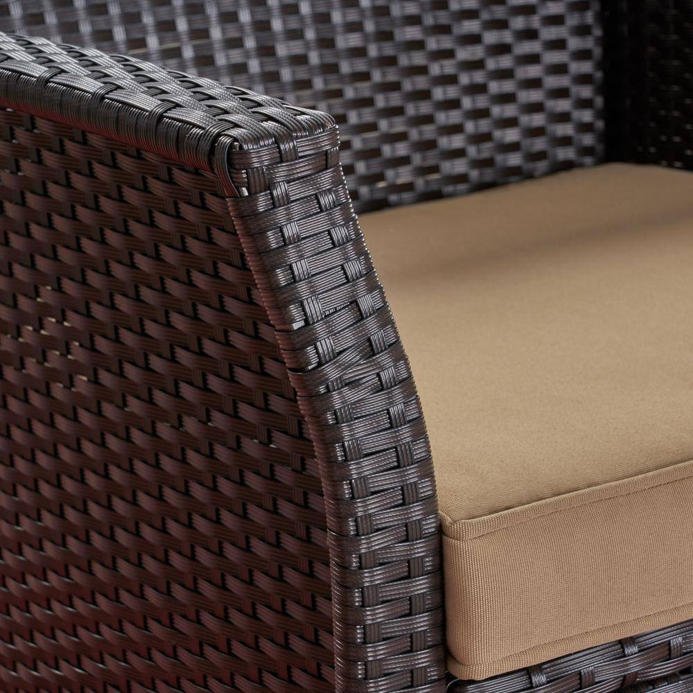 Sumptuous Brown Steel Lounge Chair Pair with Tan Cushions