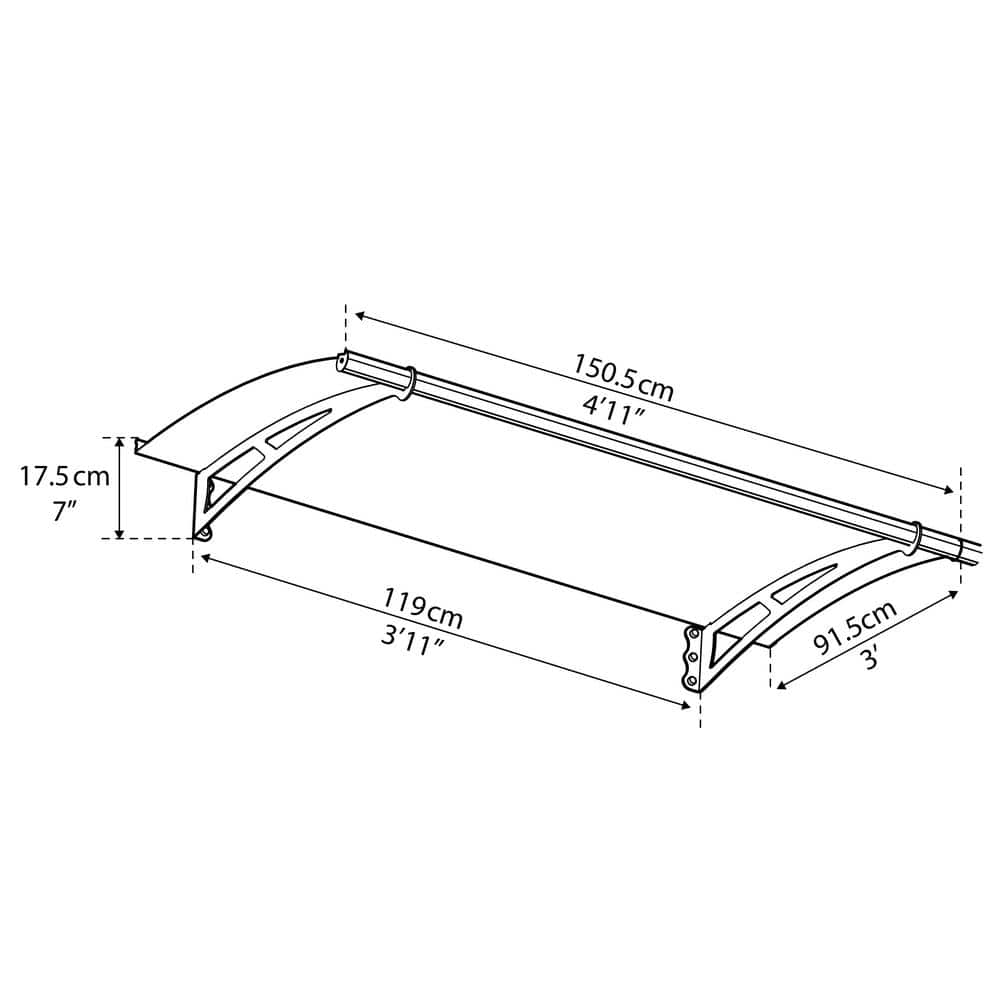 Modern Black and Clear Polycarbonate Door Awning with Metal Frame