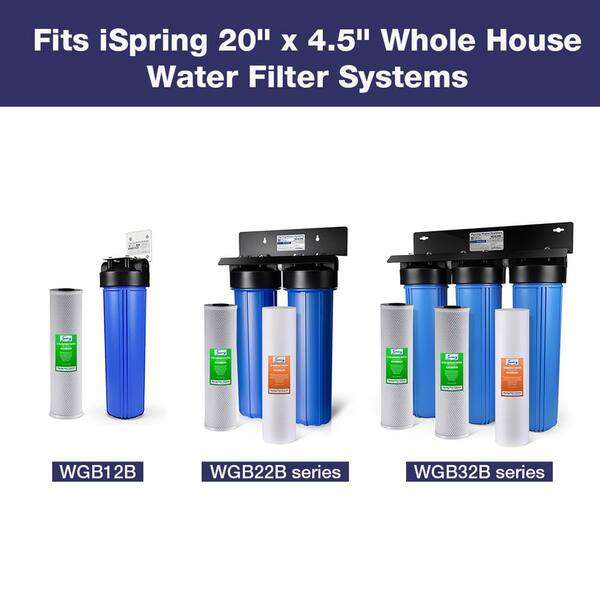 Ispring Water Filter Big Blue Whole House High Capacity 4.5 In Carbon x 20 In 